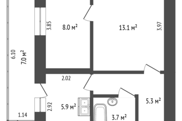 2-к квартира, 43 м², 1/2 эт.